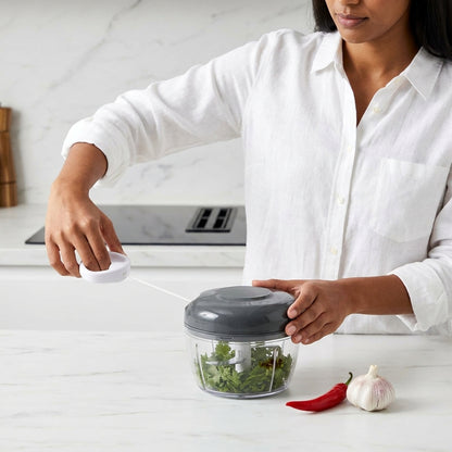 Picador de Verduras Manual a Cuerda - Procesador con 3 Cuchillas