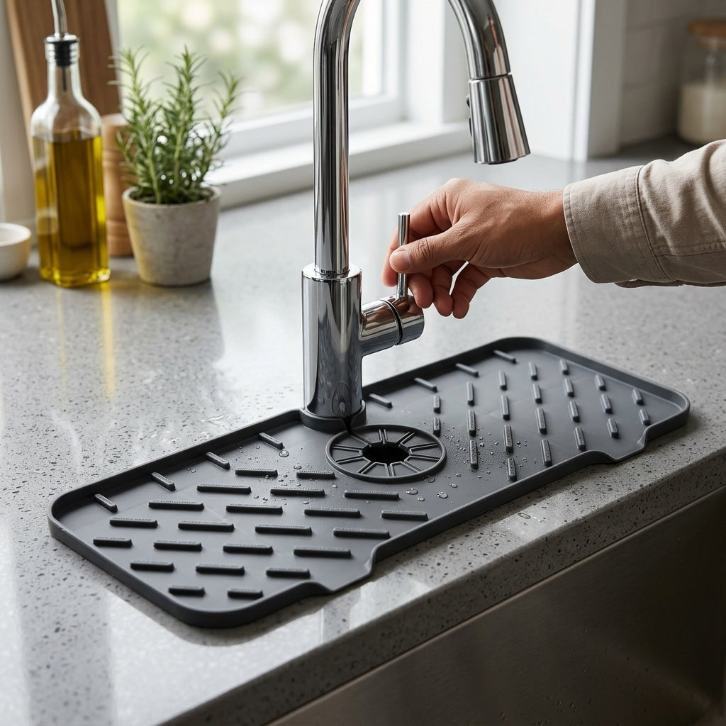 Protector de Silicona para Grifo - Tapete Antisalpicaduras con Drenaje