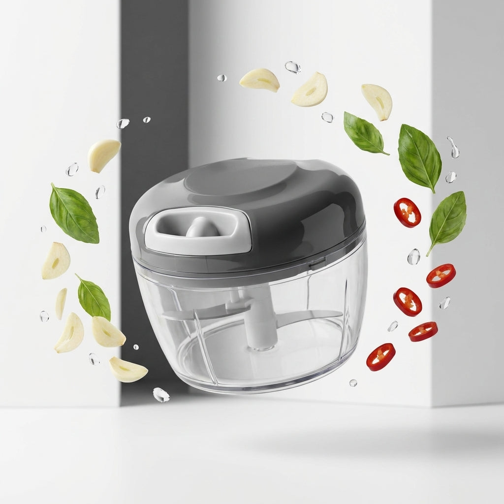 Picador de Verduras Manual a Cuerda - Procesador con 3 Cuchillas