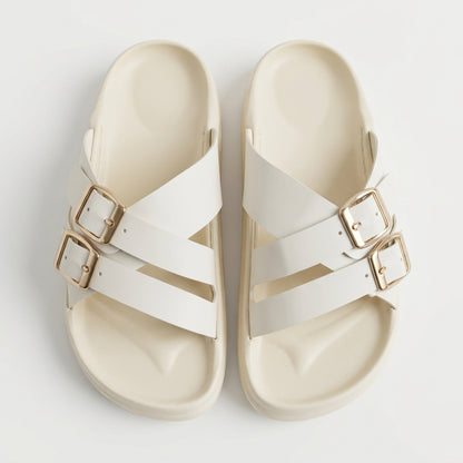Sandalias Slides con Doble Hebilla - Plantilla Anatómica Acolchada